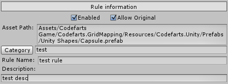 Drawing rule editor rule information section